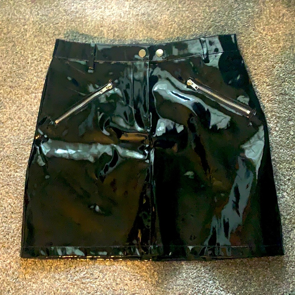Black Latex Mini Skirt